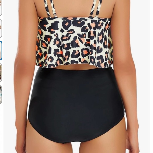 Womens Tankini Leopard Swimsuit Tummy Control Bathing Suit Modest XL - Picture 6 of 7